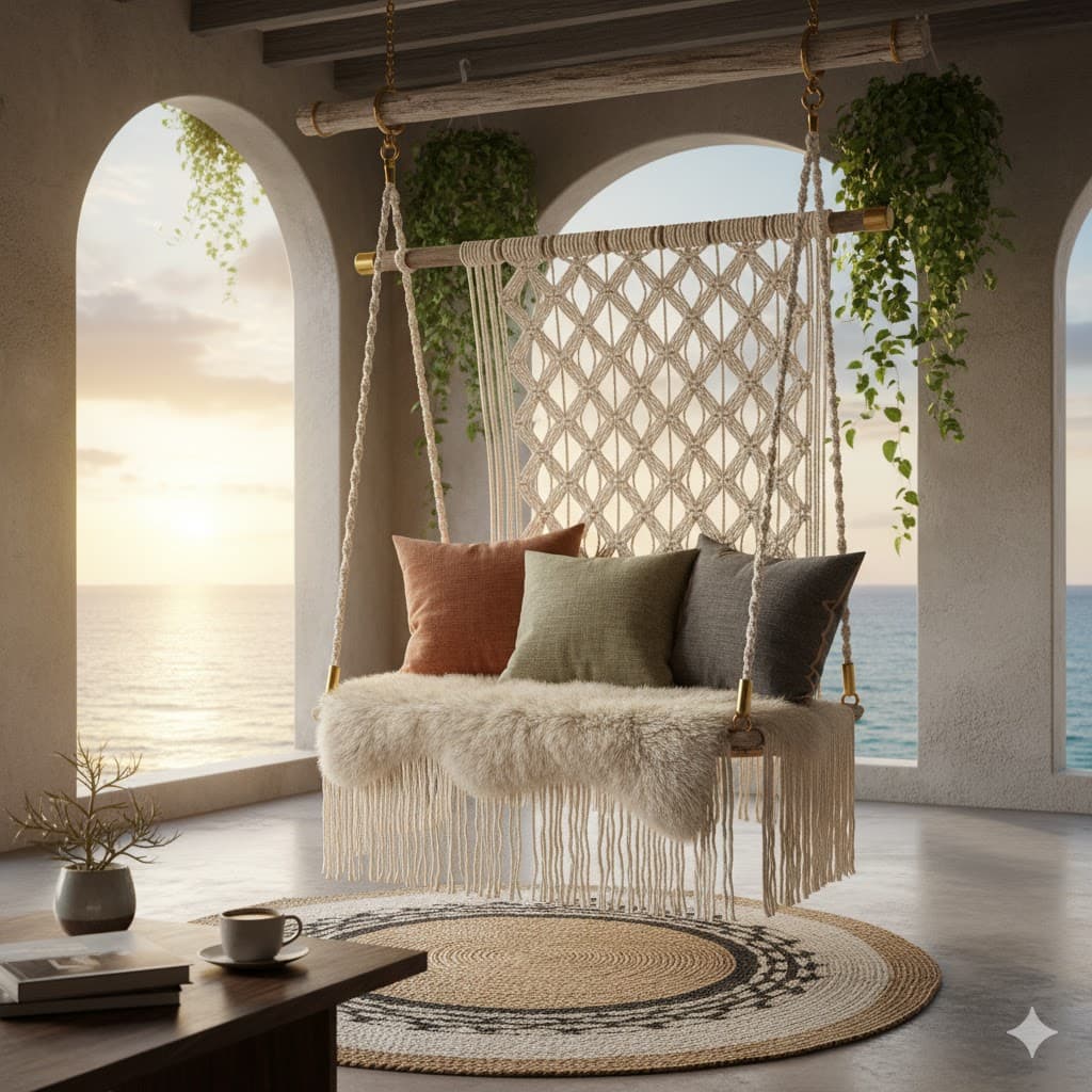 Bohemian Macrame Swing Chair