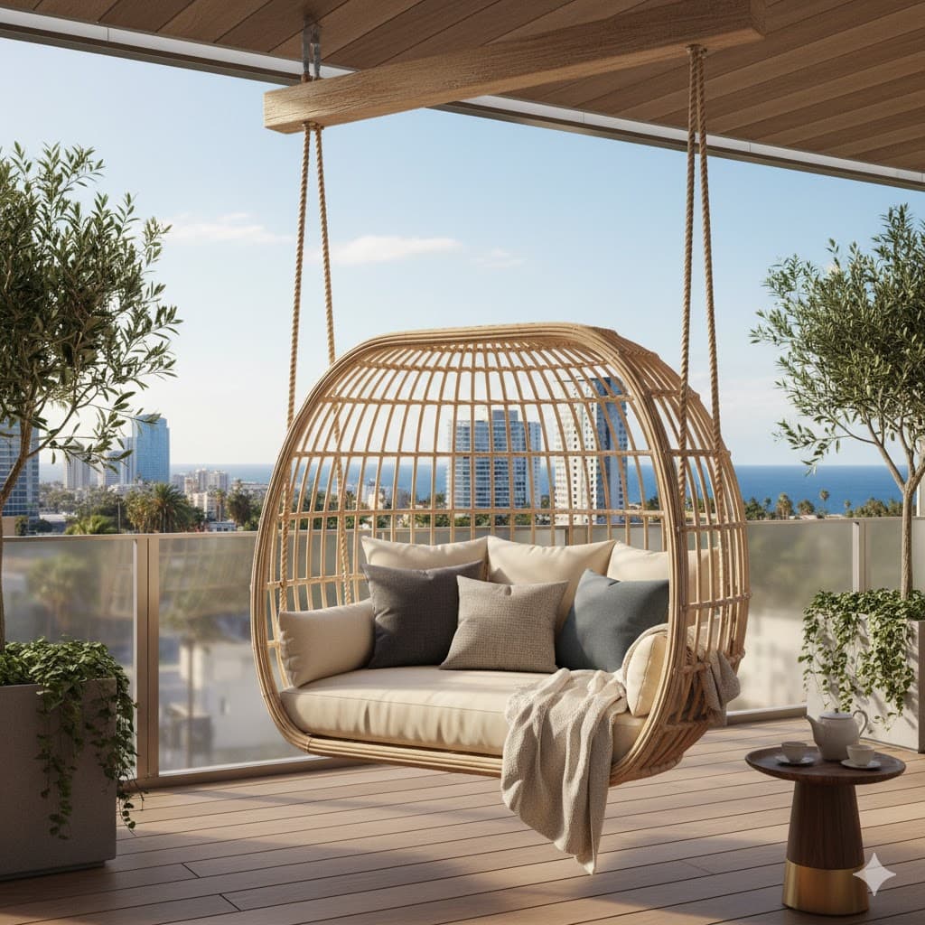 Rattan Wicker Balcony Swing